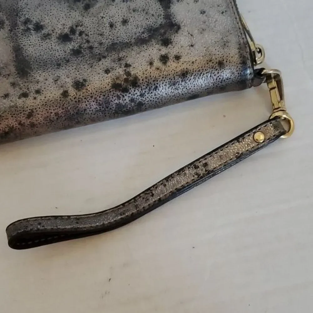 Michael Kors Wallet Wristlet Clutch Bag Distressed Gold Leather WOMEN'S WOMAN'S
